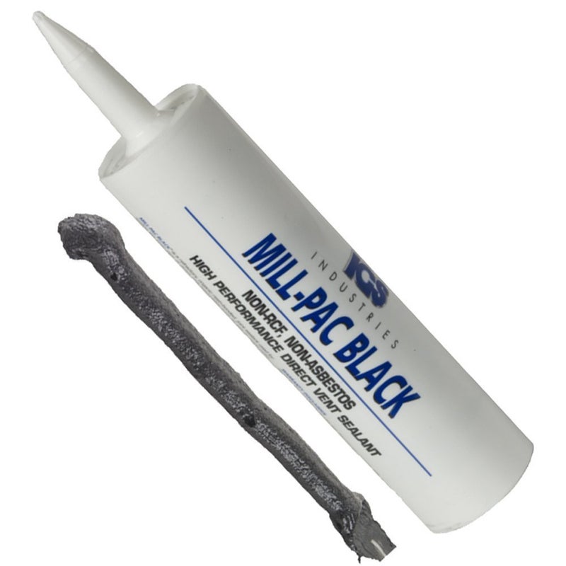 Non-Toxic High Temp Mill-Pac Black Sealant | Fireplaces, Wood, Pellet, and Gas Stoves, Direct Vent Systems, Flue Joints | Environmentally Friendly | 1050-Degree (10.3 oz Cartridge)